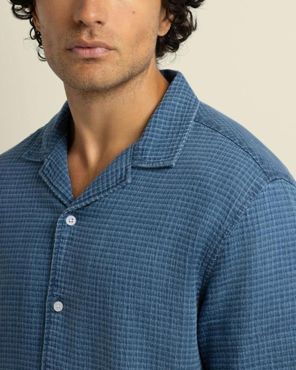 Larsson & Co Soren - Grid Denim Short Sleeve Shirt