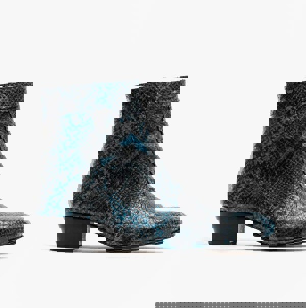 Club Cubano EMMANUEL Mens Snakeprint Leather Cuban Heel Boots Azul