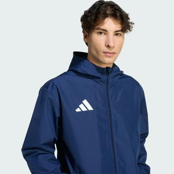 Adidas Mens Entrada 26 All Weather Rain Jacket Waterproof Coat Navy JZ9102