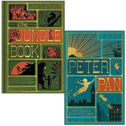 Peter Pan and The Jungle Book - Minalima Edition 2 Books Collection Set | Illustrated with Interactive Elements