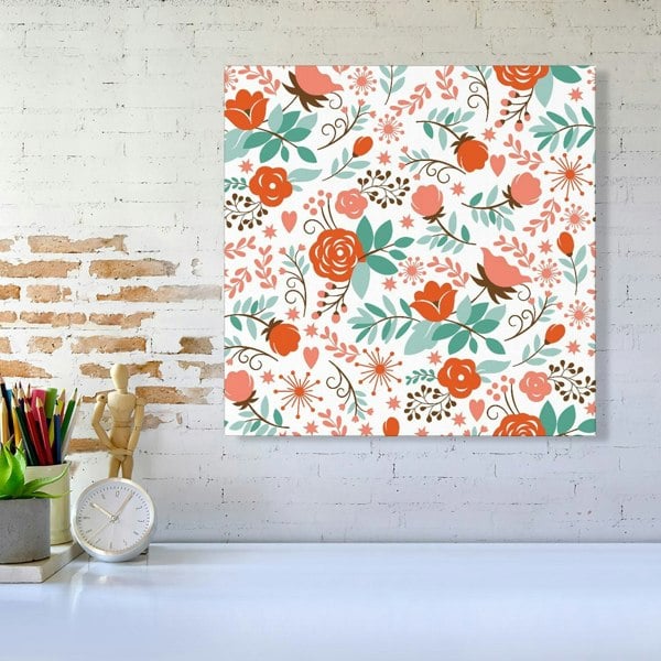 Warren Reed Orange Floral Pattern Canvas