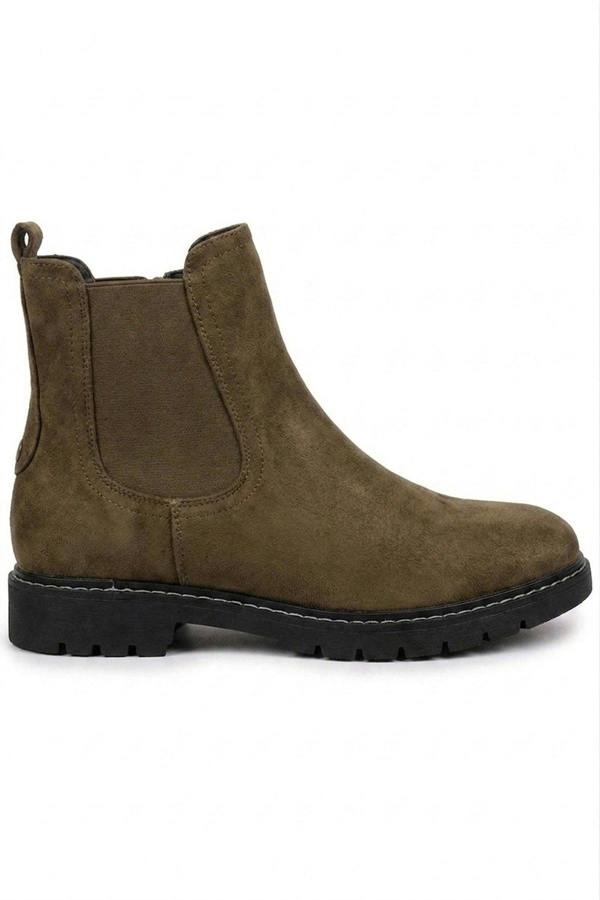 Saoirse Faux Suede Chunky Sole Chelsea Boots - Camel
