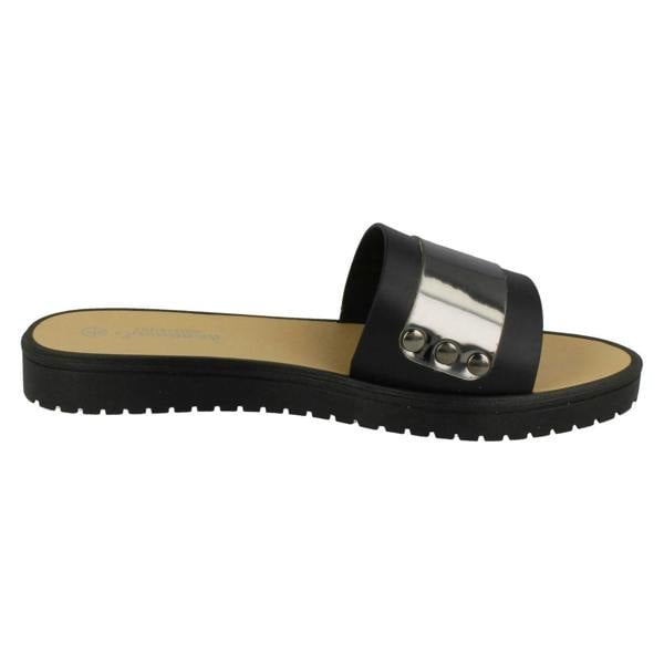 Savannah Ladies Savannah Flat Metal Detail Mules