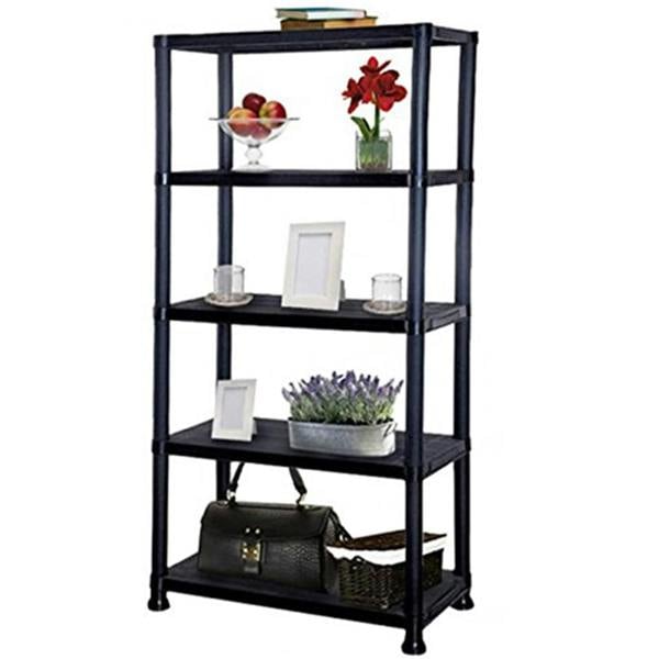 Gr8 Home Black 5 Tier Plastic Shelving Unit Storage Racking Shelves Garage Warehouse Shed