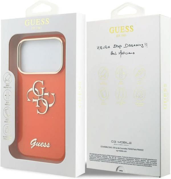 Guess IML 4G Script Metal Logo Case with MagSafe for iPhone 17 Pro 6.3" Orange  - GUHMP17L5HC4MLSO