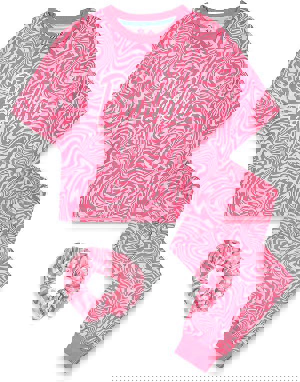 Barbie Girls Pink All Over Pattern Short Sleeve Long Leg Pyjama Set