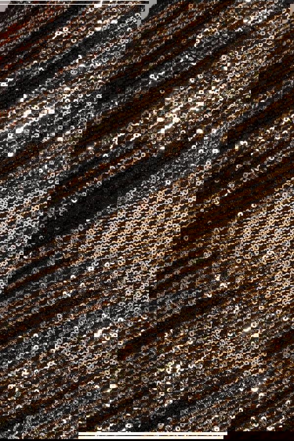 One Sleeve Diagonal Sequin Midi - Gold DR4071