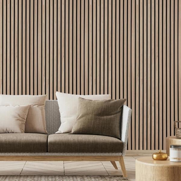 Fuse Acoustic Wooden Slatted Wall Panel in Walnut Effect, 2.4m x 0.6m