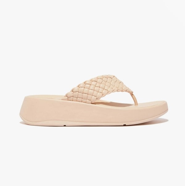 FitFlop F-MODE WOVEN-LEATHER Womens Toe Post Sandals Rose Foam