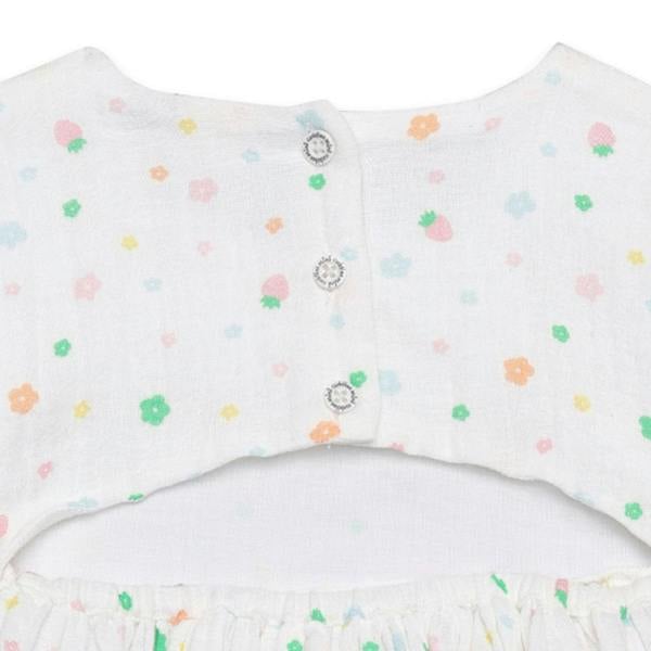Mini Cuddles Baby Girls Floral Print Dress, White