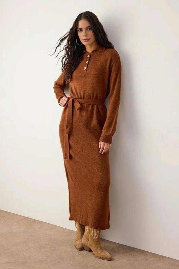 WOVCOR Polo Collar Knit Dress