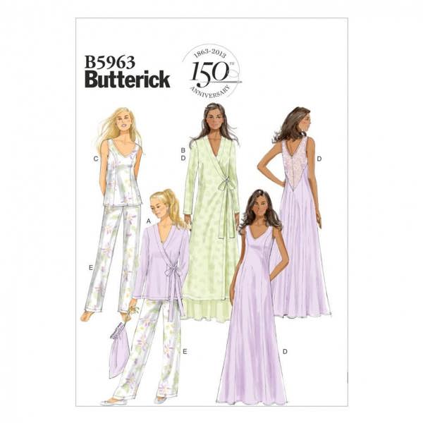 Butterick Sewing Pattern 5963, Bags, Dresses, Robes, Trousers, Pyjamas, Tops for Women, 6-8-10-12-14 - Easy