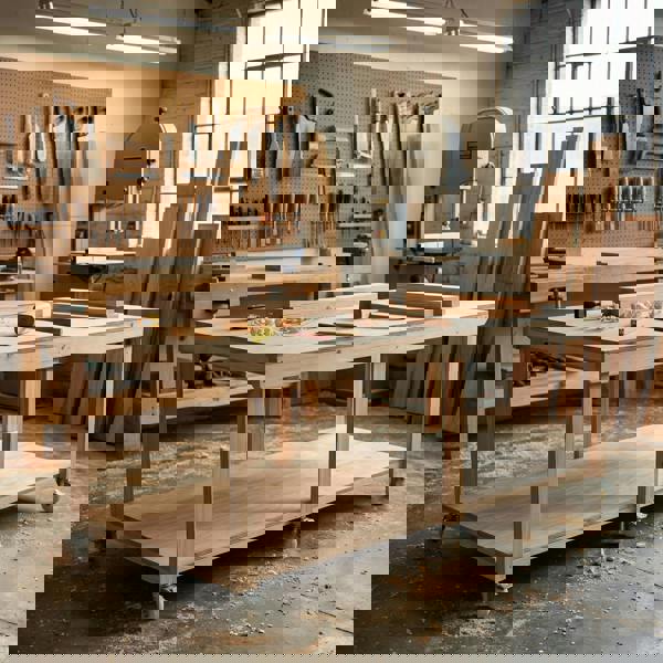 Arbor Garden Solutions Wooden Workbench Eucalyptus Hardwood Top Depth-4ft with Wheels