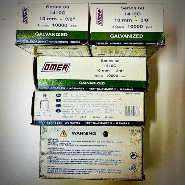 Fixaball Omer Staples 10mm 3/8" Series 68 1410C Gauge 23 8.7mm Galvanised