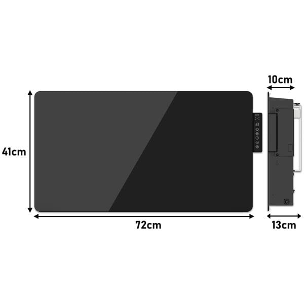 Mylek Radiator Glass Panel Heater in Black, Wifi Enabled Smart with APP 2000W