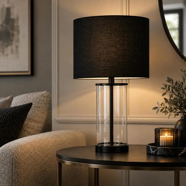 Pagazzi Lighting Adelia Black Glass Small Table Lamp