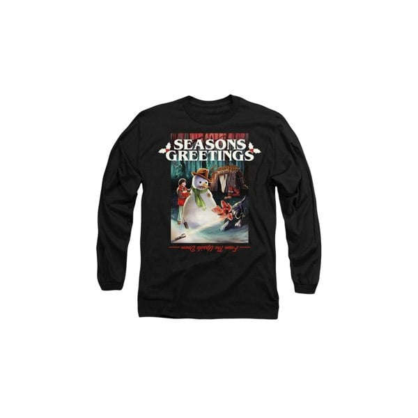 Stranger Things Unisex Adult Seasons Greetings Snowman T-Shirt - Black