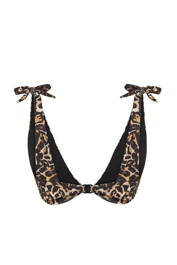 WOVCOR Patterned Knotted Triangle Covered Bikini Top