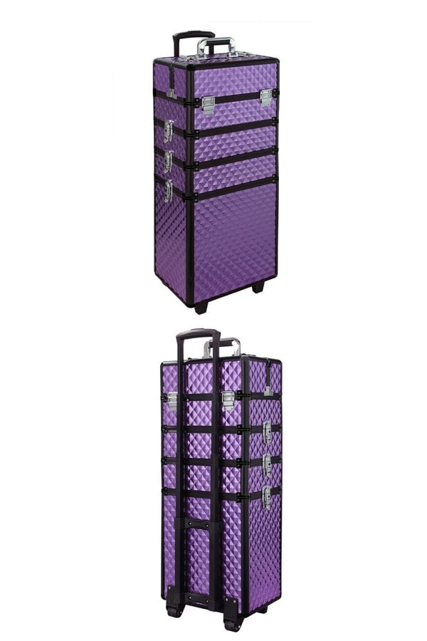 Living and Home 4 in 1 Professional Cosmetic Makeup Train Case Makeup Trolley Luggage