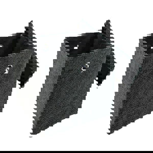 JVL Metro Foldable Fabric Storage Cube with Lid for Home Organisation, Black