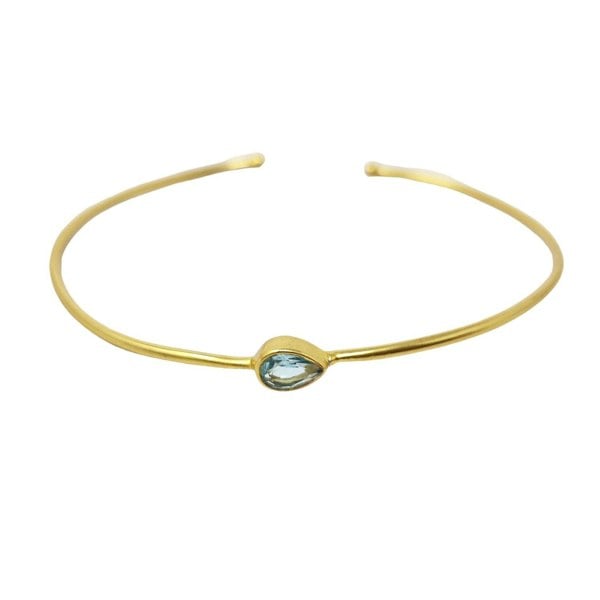 18ct Gold Plated Aquamarine March Birthstone Bangle