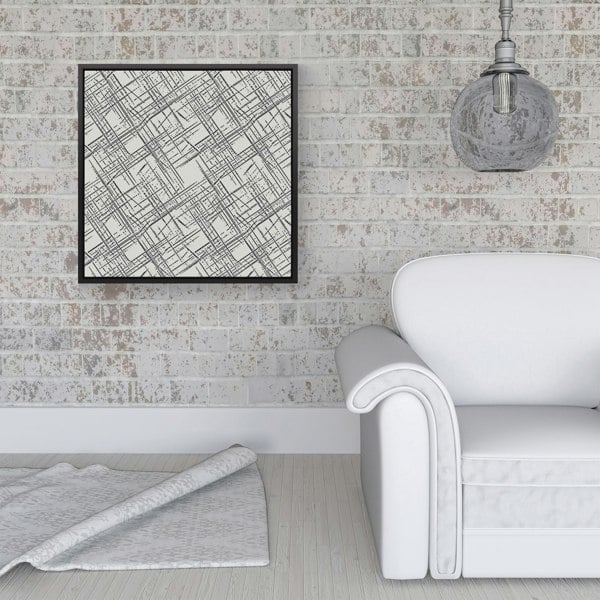 Warren Reed Monochrome Distressted Pattern Framed Canvas