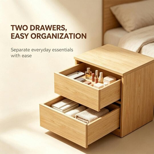 Havendro Modern Bedside Table Drawers Cabinet Bedroom Furniture Storage Nightstand Shelf