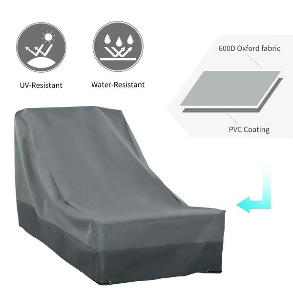 Dark gray patio chair cover with PVC coating and water- and UV-resistant protection