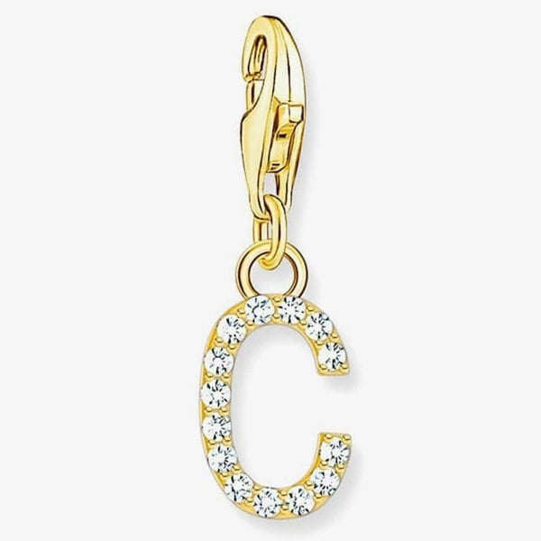 THOMAS SABO Gold Plated Cubic Zirconia Letter C Charm 1966-414-14
