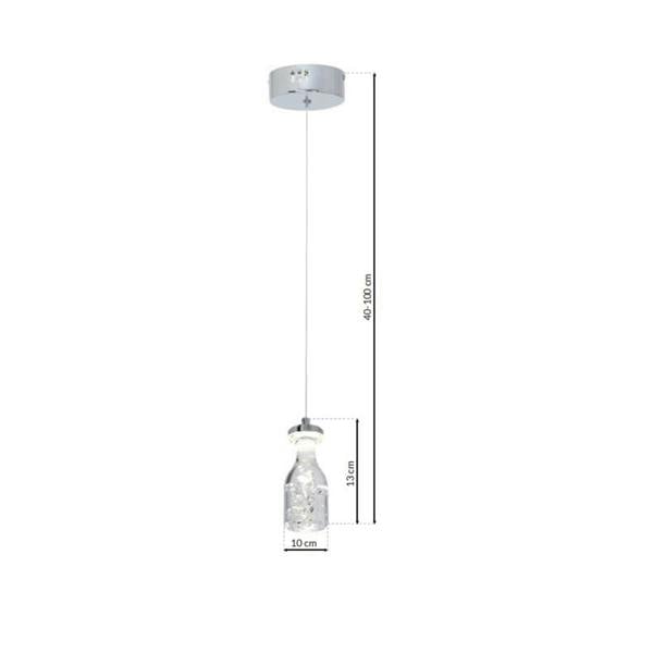 Milagro Bottle LED Pendant Light Glass And Chrome Ultra Low Energy