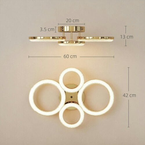 Bobobiy LED Ceiling Light, 40W 4350lm Flush Mount Ceiling Light with 3500K/4500K/6000K Colour Temperatures, 4, Gold
