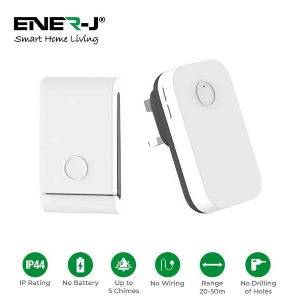 ENER-J Self-Powered Wireless Kinetic Door Bell with Plug in Chime