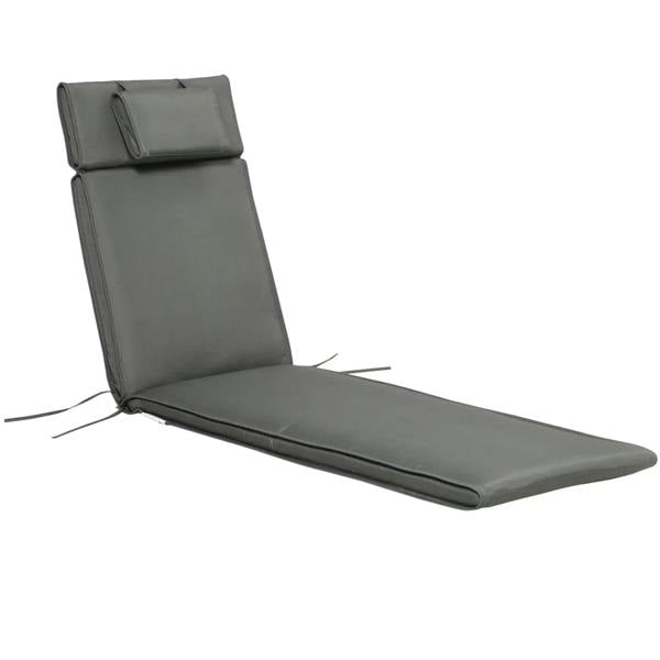 Grey lounger cushion replacement with attached head pillow and seat pad