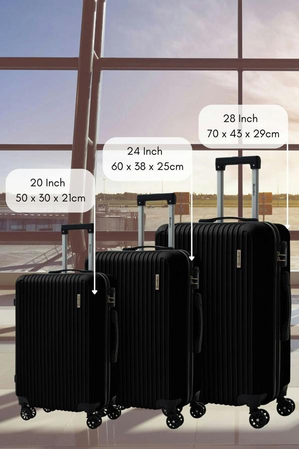Groundlevel Cosmic Hard Shell 3 Piece Suitcase Luggage Set - Black