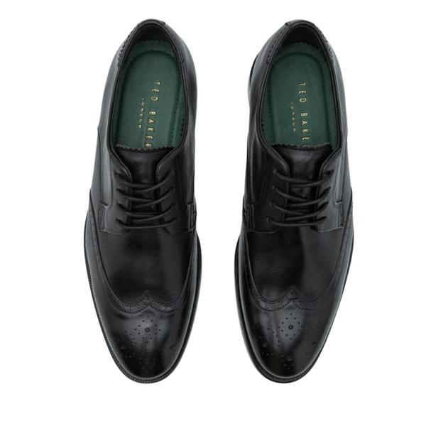 Ted Baker Hackney Wing Toe Brogue Detail Black Shoes