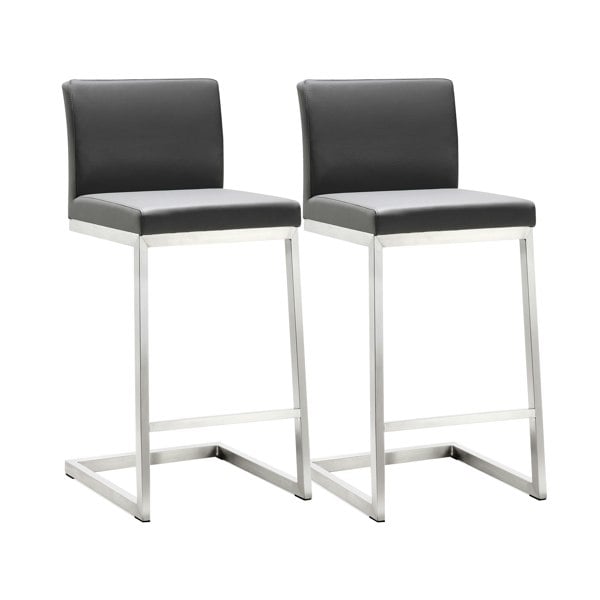 Furniture Edit Parma Grey Stainless Steel Counter Stool Set of 2