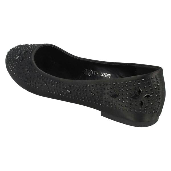 Spot On Ladies Spot On Flat Diamante Ballerinas