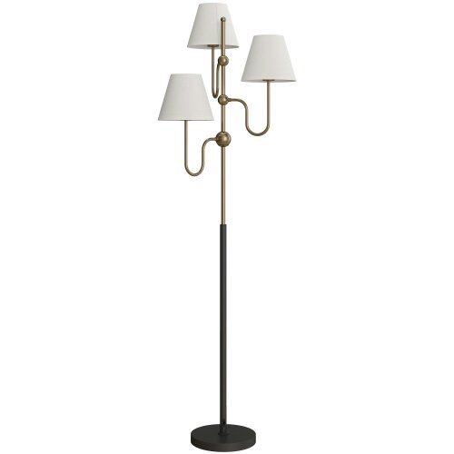 Wyld Haus Tora Metal Black Tall Floor Lamp With 3 Lights And Foot Switch E27 Fitting