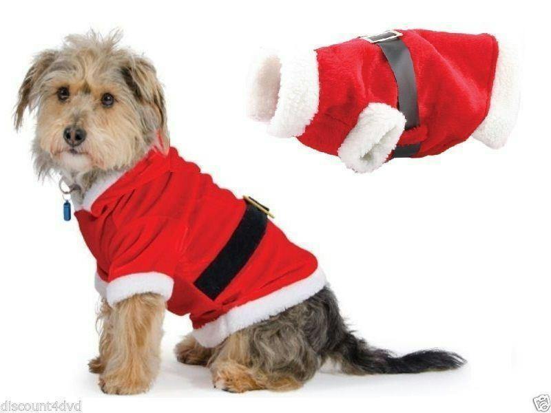 22cm Small Dog Christmas Santa Suit Red Costume with White Fur Trim and Tummy Fastening image 1