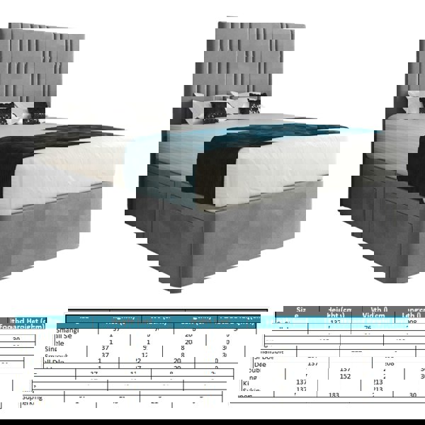 Casa Magna Marcelo Upholstered Soft Velvet Bed Frame - Grey