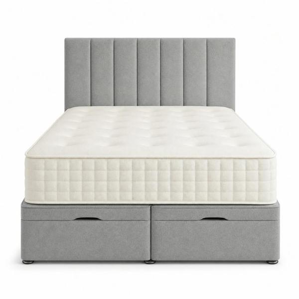Great British Beds Panel Divan Ottoman Bed - Silver Plush