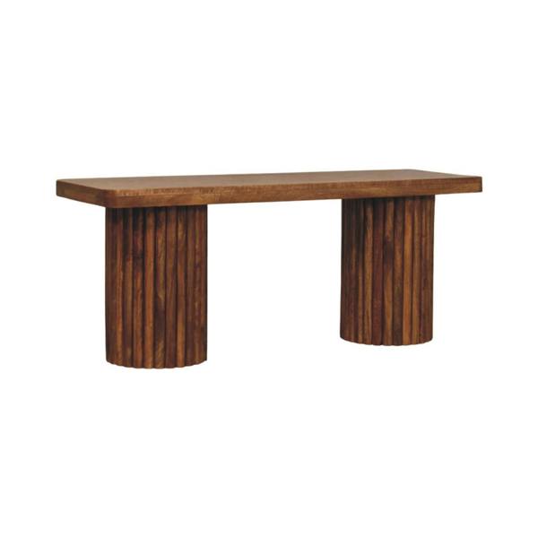 Artisan Furniture Solid Wood Astoria Fluted Bench, Brown