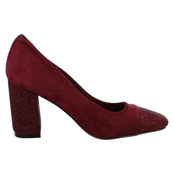 Spot On Ladies Spot On Diamante Heel And Toe Cap Court Shoes  F90138