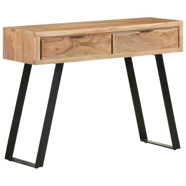 Berkfield Console Table 100x35x76 cm Solid Acacia Wood with Live Edges
