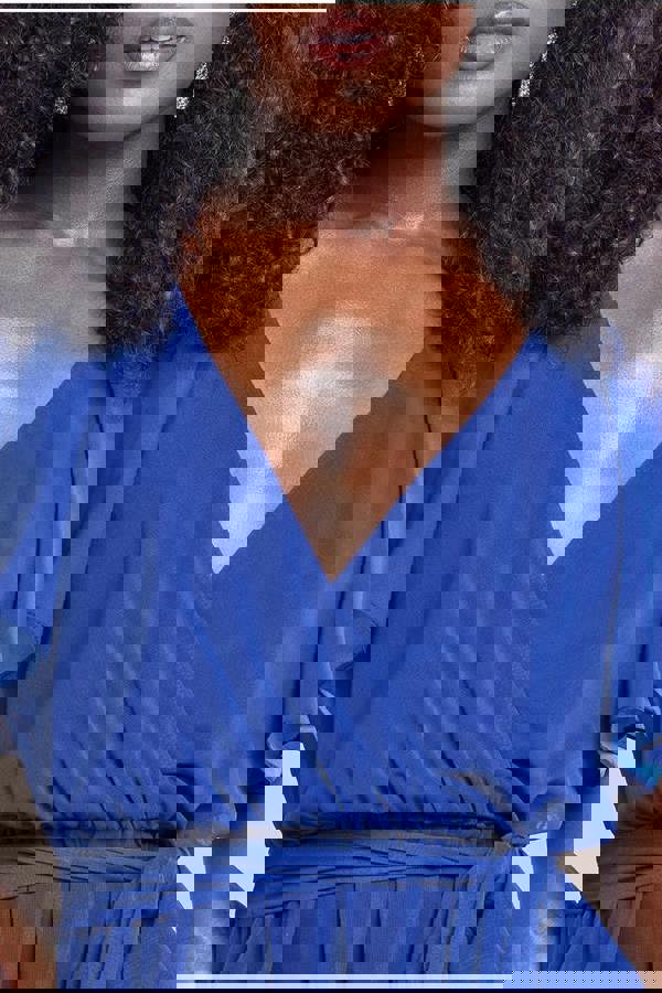 Chiffon Floral Border Print Midi Dress - Navy DR4402