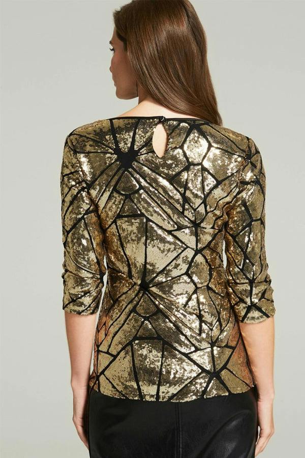 HotSquash Sequin V Neck Top