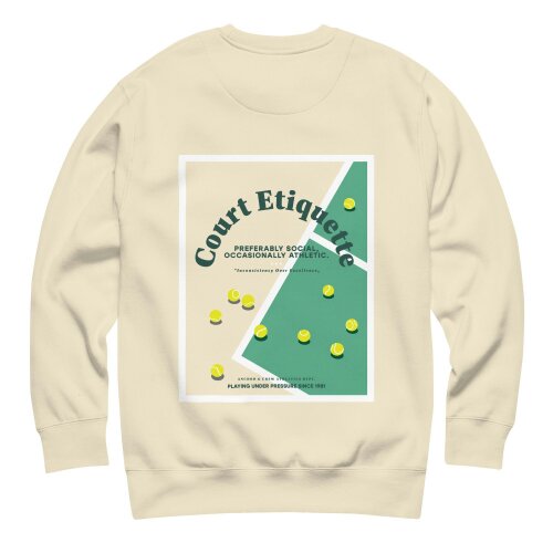 Anchor & Crew Court Etiquette Tennis Club League Organic Cotton Sweatshirt - Natural
