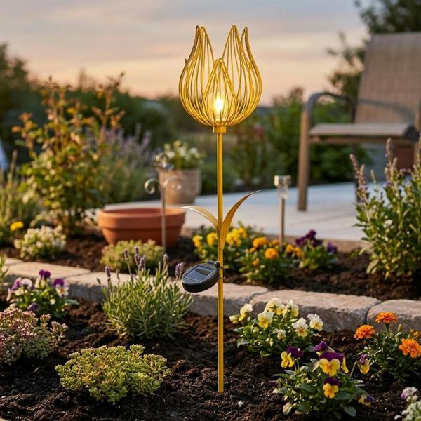 Garden Greatness Solar Yellow Metal Flower Garden Stake Light