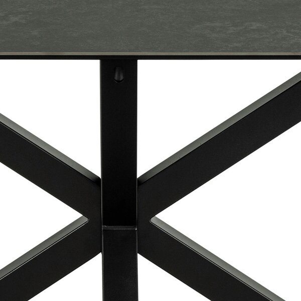 Wyld Haus Perth 160cm 6 Seater Black Ceramic Dining Table Industrial Black Metal Legs