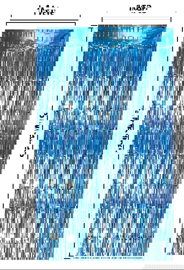 Cheetah Metallic Tinsel Curtain, 3M x 1M Blue